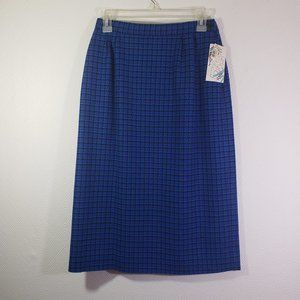 New PENDLETON Women's 8 Blue, Black, Turquoise Plaid Vintage, Midi Skirt NWT